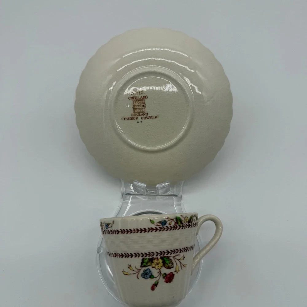 Copeland Spode Cowslip Teacup and Saucer Set S.713 Vintage Floral Earthenware